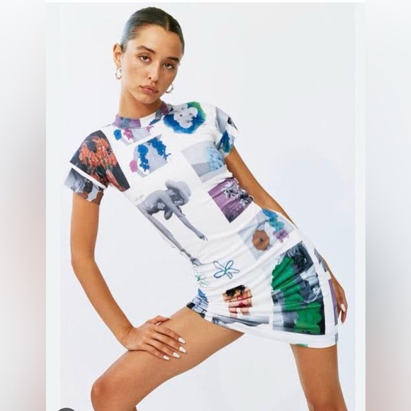 With Jean Lovers Dress Graphic Print with Cutout Detail - Picture 2 of 5